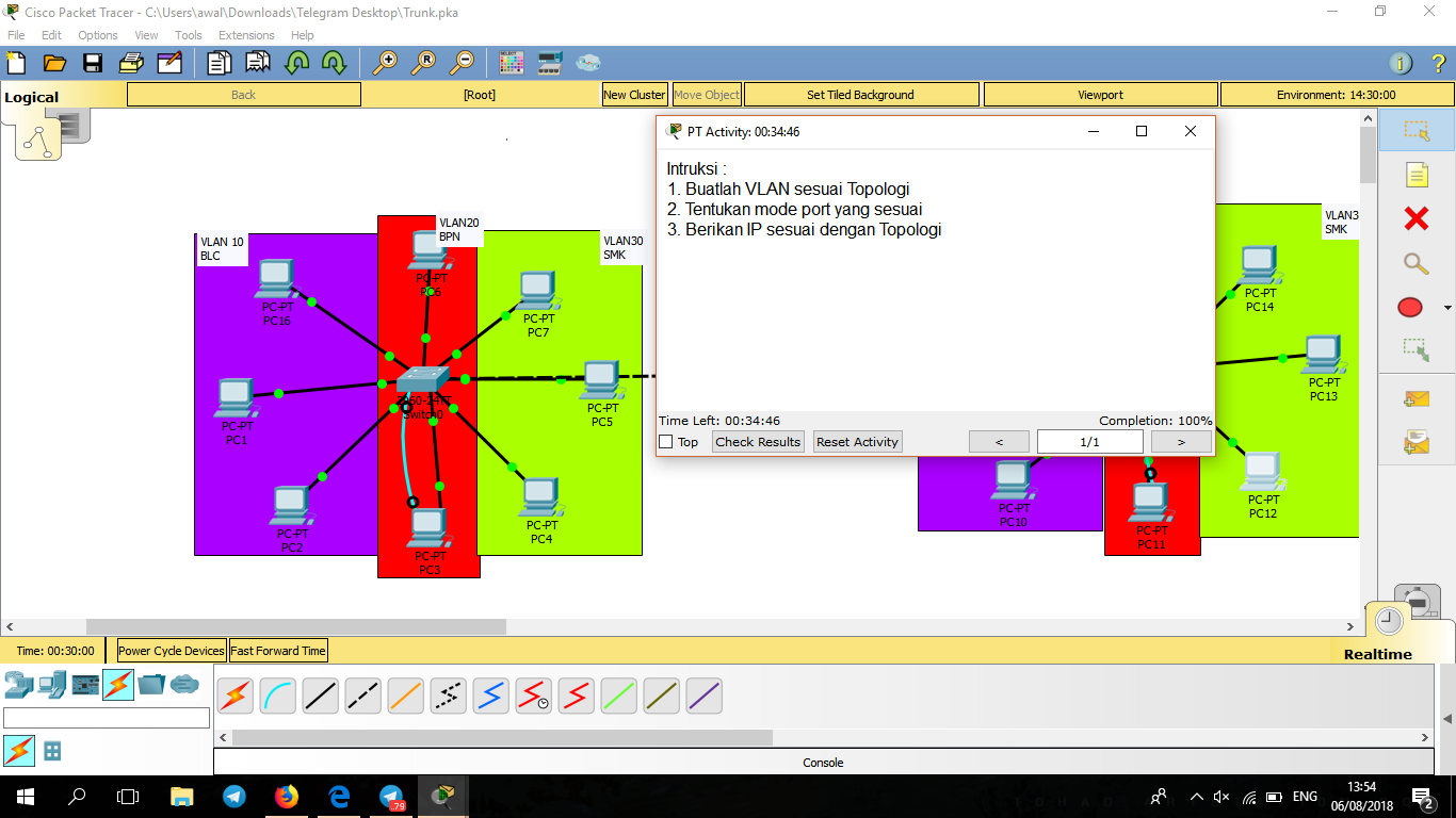 Konfigurasi Switch Mode Trunk pada Cisco Paket Tracer