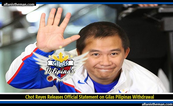 Chot Reyes Releases Official Statement on Gilas Pilipinas Withdrawal