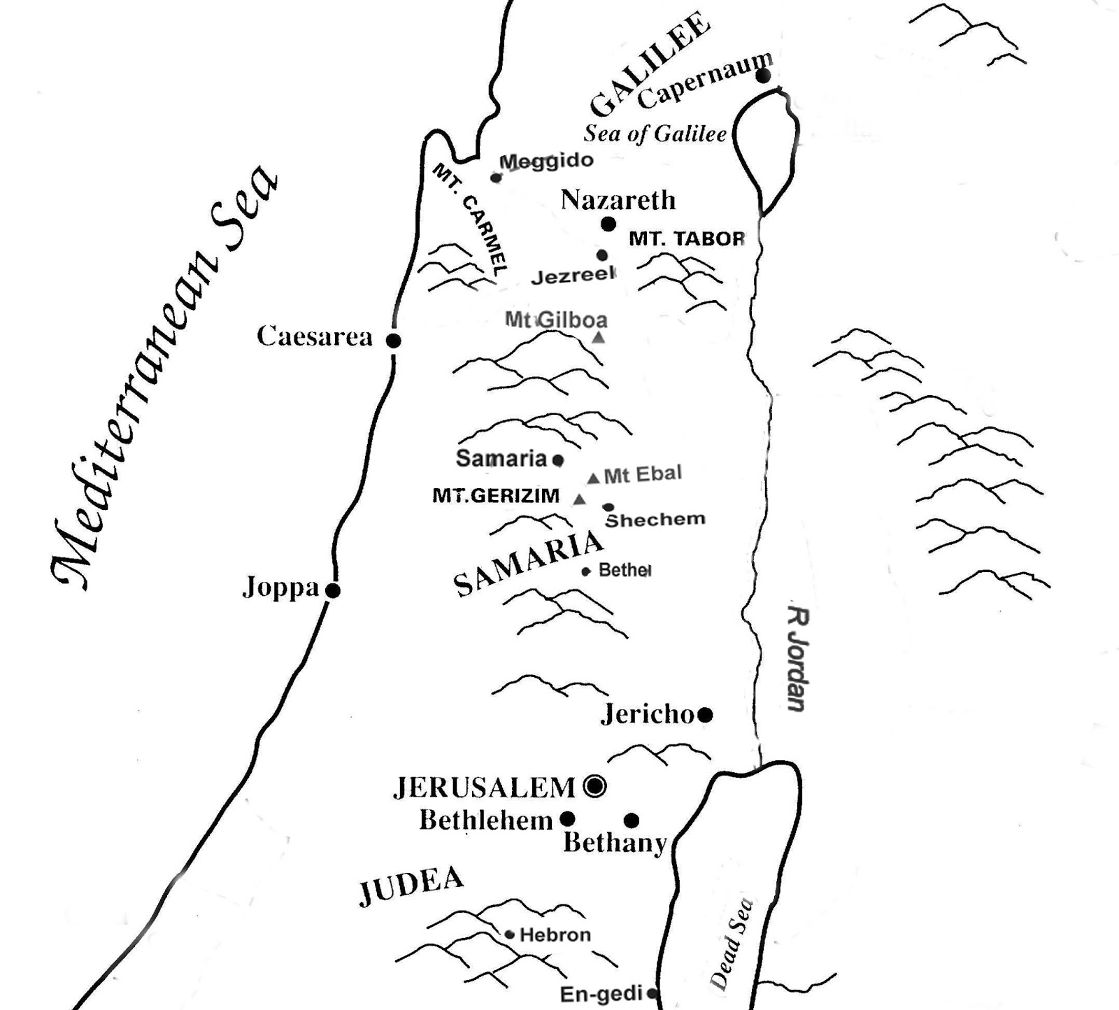 Joseph of Arimathea Map of Ancient Judea, Sammaria and The Galilee