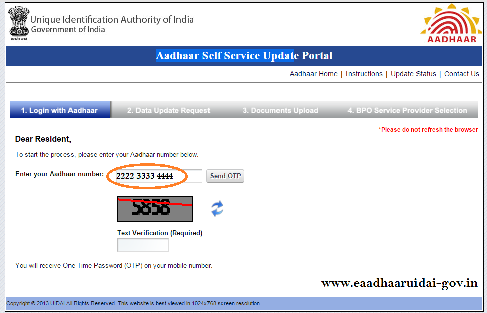 Register-Update your mobile Number In Aadhar card Online ...