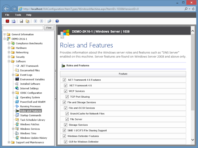 Document Windows Server Roles and Features