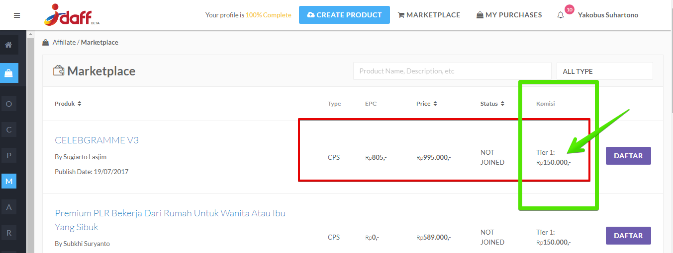 Besarnya Komisi Affiliate Idaff.com Besarnya Komisi Affiliate Idaff.com