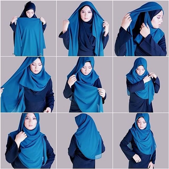 cara pakai tudung shawl pleated