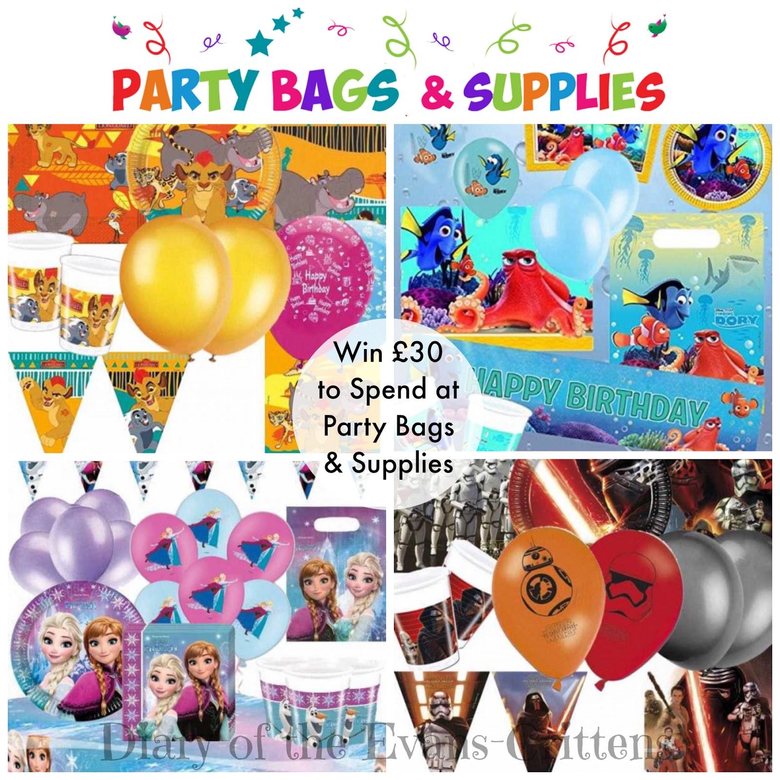 Giveaway Win £30 to Spend at Party Bags and Supplies Diary of the