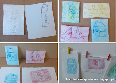 Carimbos feitos de embalagens de esferovite Carimbos feitos de embalagens de esferovite