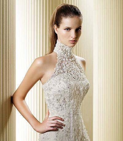 Modern Lace Wedding Dress Designs In The Neck