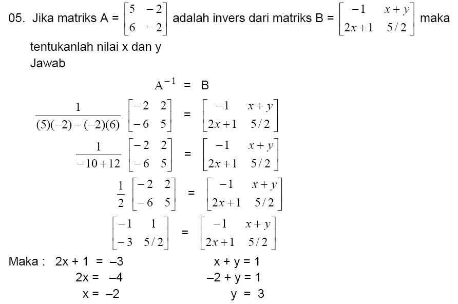 Invers Perkalian Matriks ordo (2 x 2) - Materi Lengkap Matematika