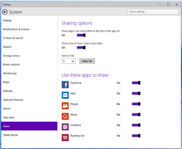 Secara default, Share sidebar menunjukkan aplikasi yang Anda share dengan yang paling sering Anda gunakan