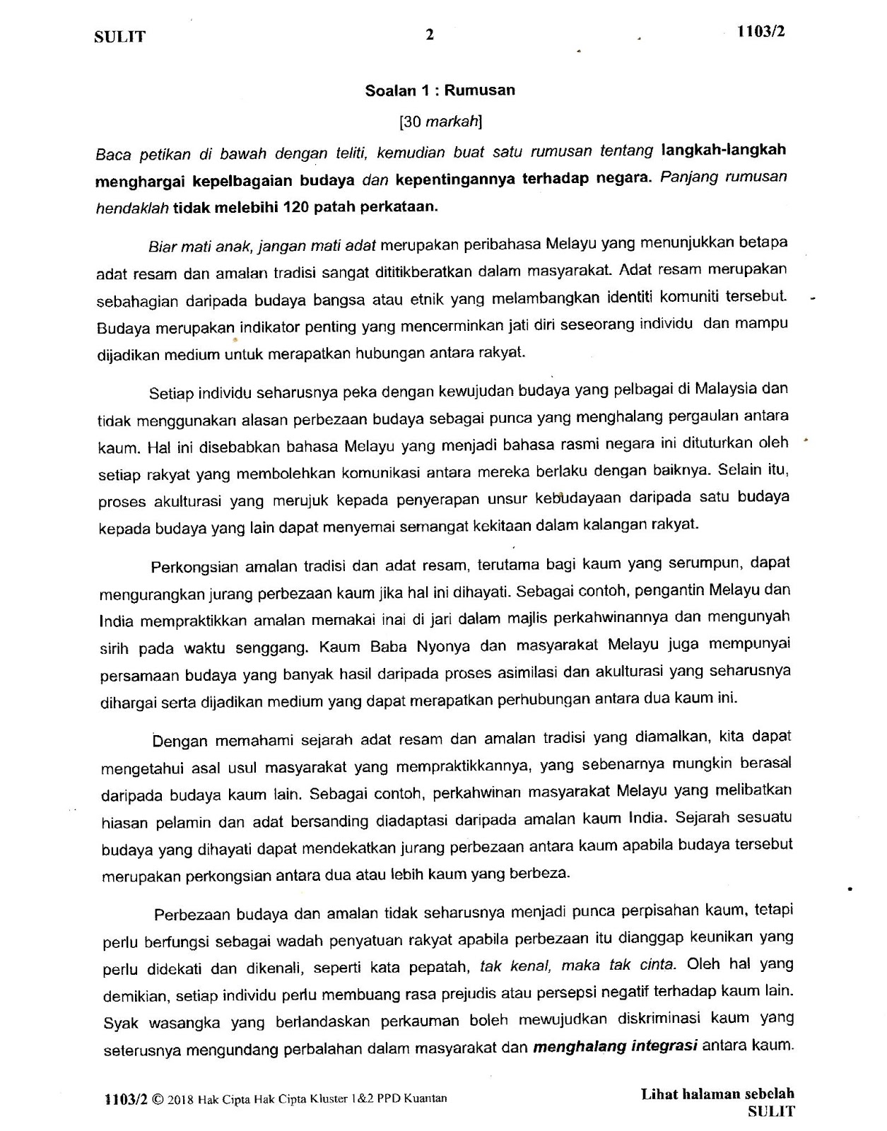 Laman Bahasa Melayu Spm Jerayawara Mengulas Jawapan Soalan 1 Rumusan Peperiksaan Percubaan Negeri Diteruskan Untuk Negeri Pahang