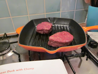 steaks cooking