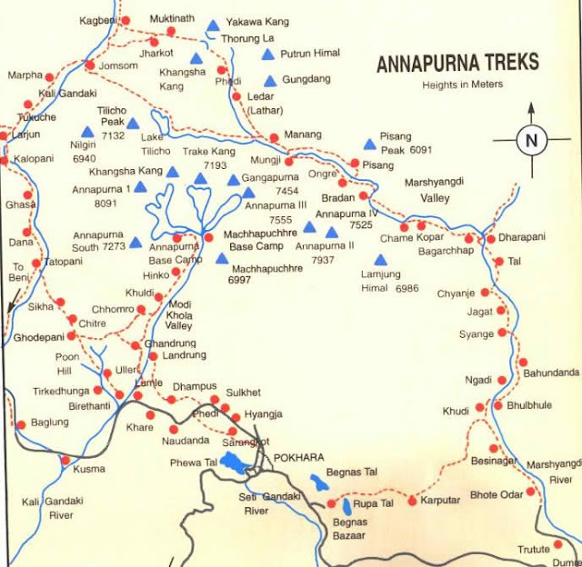 Map of round Annapurna trek 