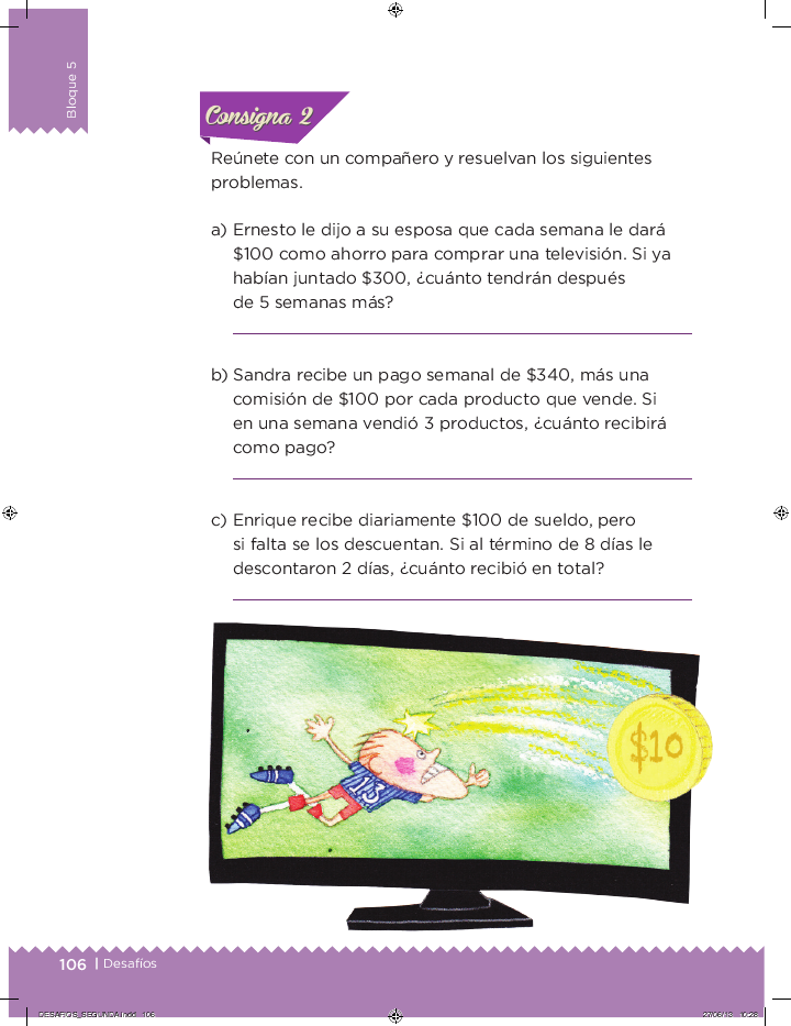 Dinero en cheques desafios matemáticos 2do bloque 5/2014-2015