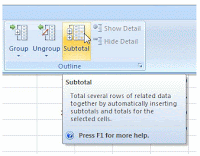 Subtotal in Outline Menu under Data Tab