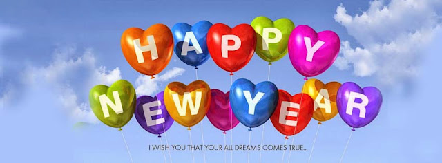 Colored Balloons Happy New Year Cover for facebook timeline and twitter image
