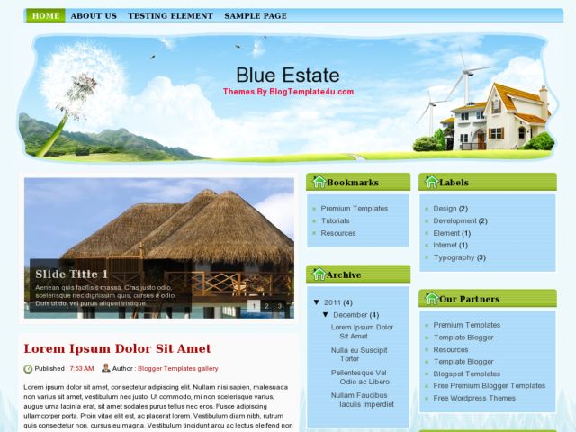 Blue Estate Blogger Template