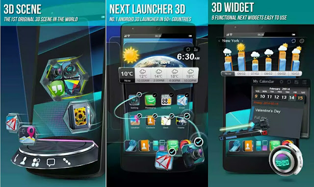 10 Launcher terbaik untuk android Next Launcher 3D shell lite