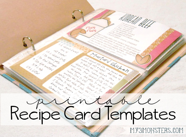Cute printable recipe card templates you can customize with your favorite recipes from /
