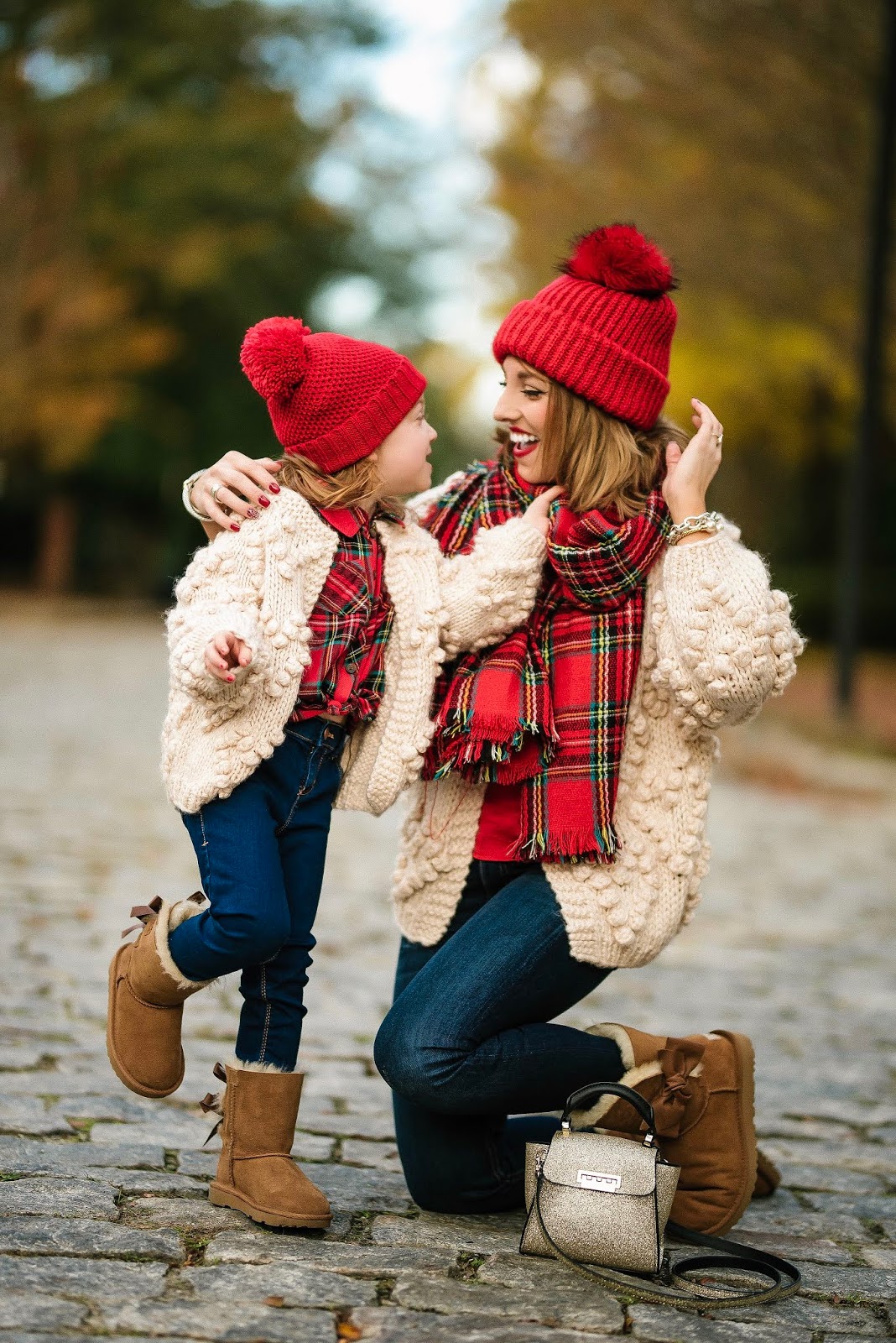 Mommy & Me in Heart Cardigans & Plaid - Something Delightful Blog