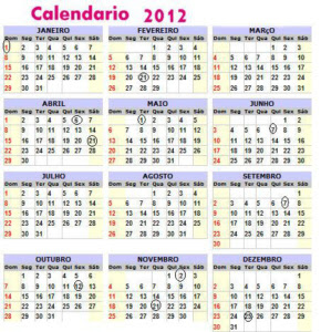 Calendário de 2012