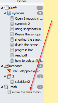 Learn Scrivener: How to delete files temporally and permanently from