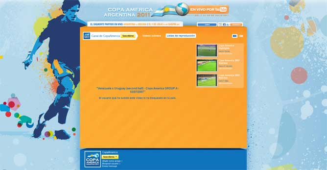 Copa América 2011 en vivo desde YouTube