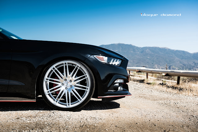 2015 Ford Mustang with 22 BD-2’s in Silver Polished Face - Blaque Diamond Wheels