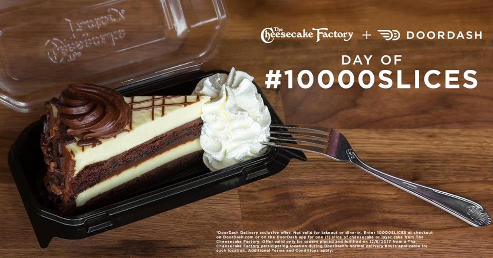 Sale Days Free Slice of Cheesecake Delivered to Your Door on December