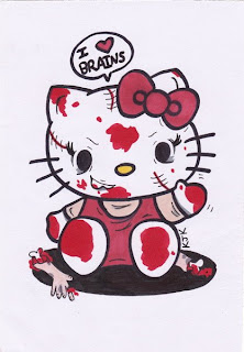 Hello Kitty zombie brains poster