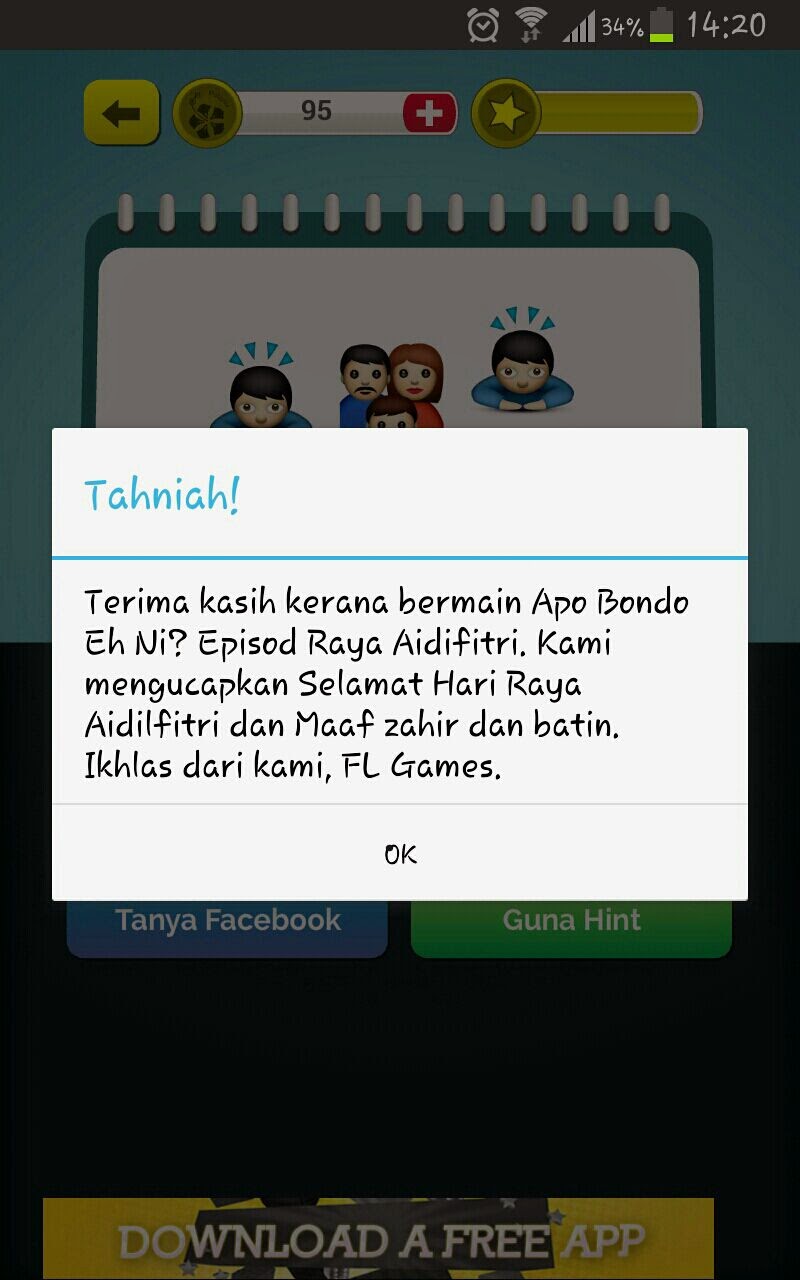 jawapan apo bondo eh ni, apo bondo eh ni, apo bondo eh ni episod raya, google play, game, game online, cheat game, cheat apo bondo eh ni,