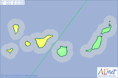 aviso amarillo por lluvias Canarias 15 - 16 octubre