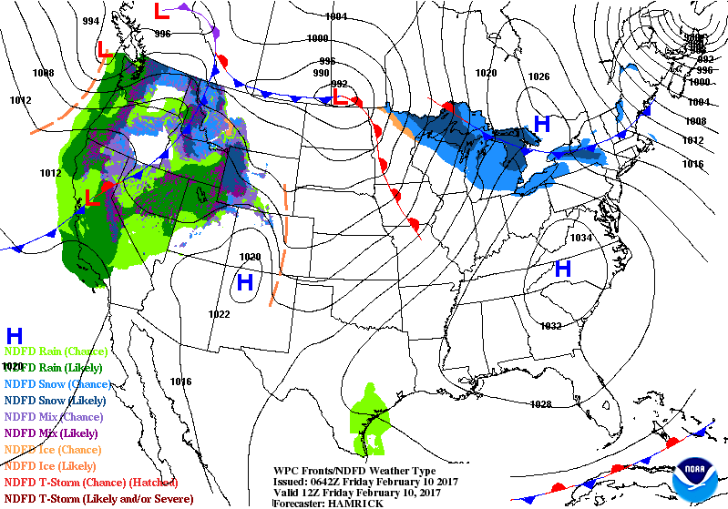 National Surface Map for Friday Feb 10th at 7 am National Surface Map for Friday Feb 10th at 7 am
