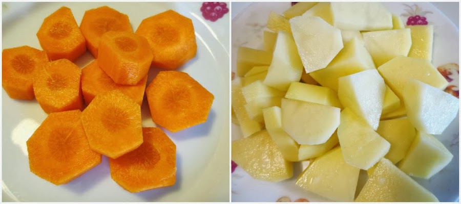 Cortar y lavar zanahoria y patata