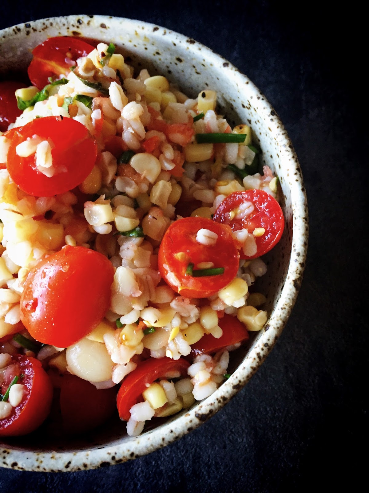 Corn-Barley Salad with Tomato Vinaigrette from Food52