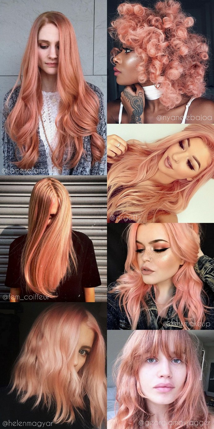 Blorange hair tendência para cabelos coloridos 2017 cor de cabelo loiro e laranja ruivo nude peach hair color trend