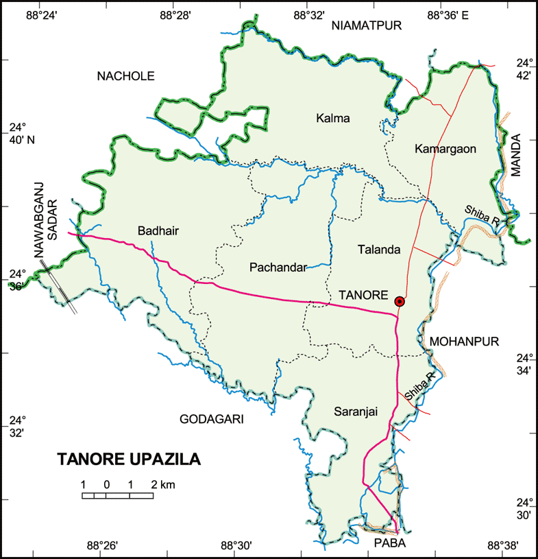 Tanore Upazila Map Rajshahi District Bangladesh