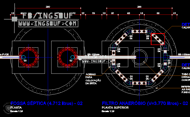 خربشات مهندس Free Projects DWG غرف الصرف الصحي