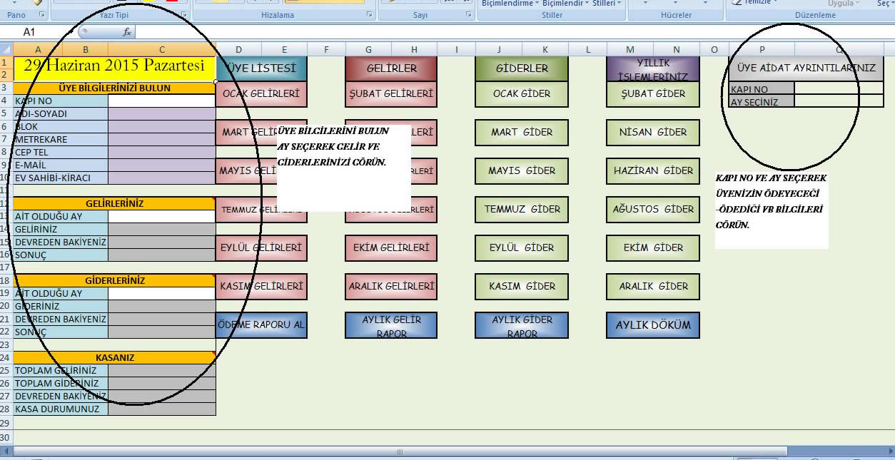 tum excel programlarimiz tek dosyada