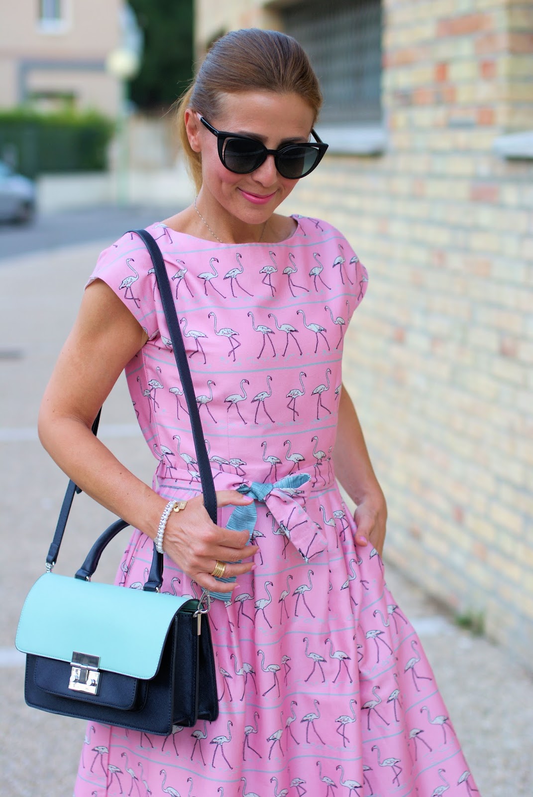 Bryony and Co flamingo dress on Fashion and Cookies fashion blog, fashion blogger style