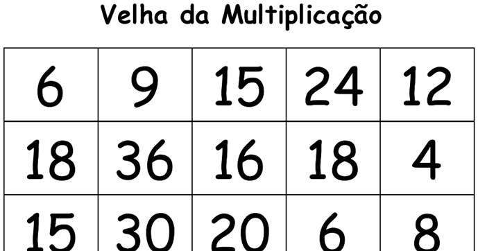 Atividades Escolares: Multiplicação  Jogo da velha, Tabuada, Numeros e  quantidades