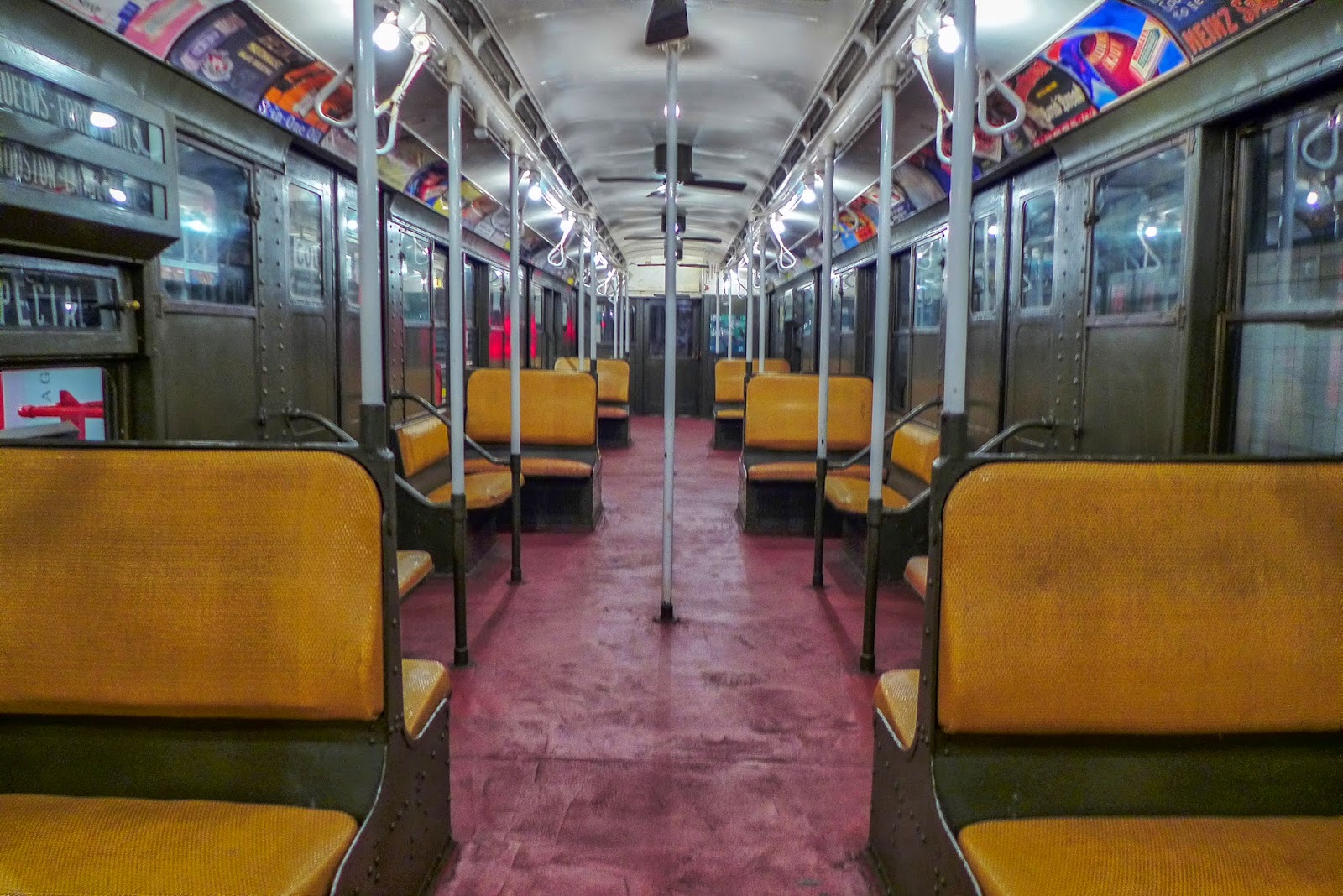 vintage subway car, cane seat