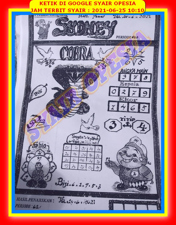Syair Sdy Hari Ini Jumat 25 Juni 2021 Opesia Official