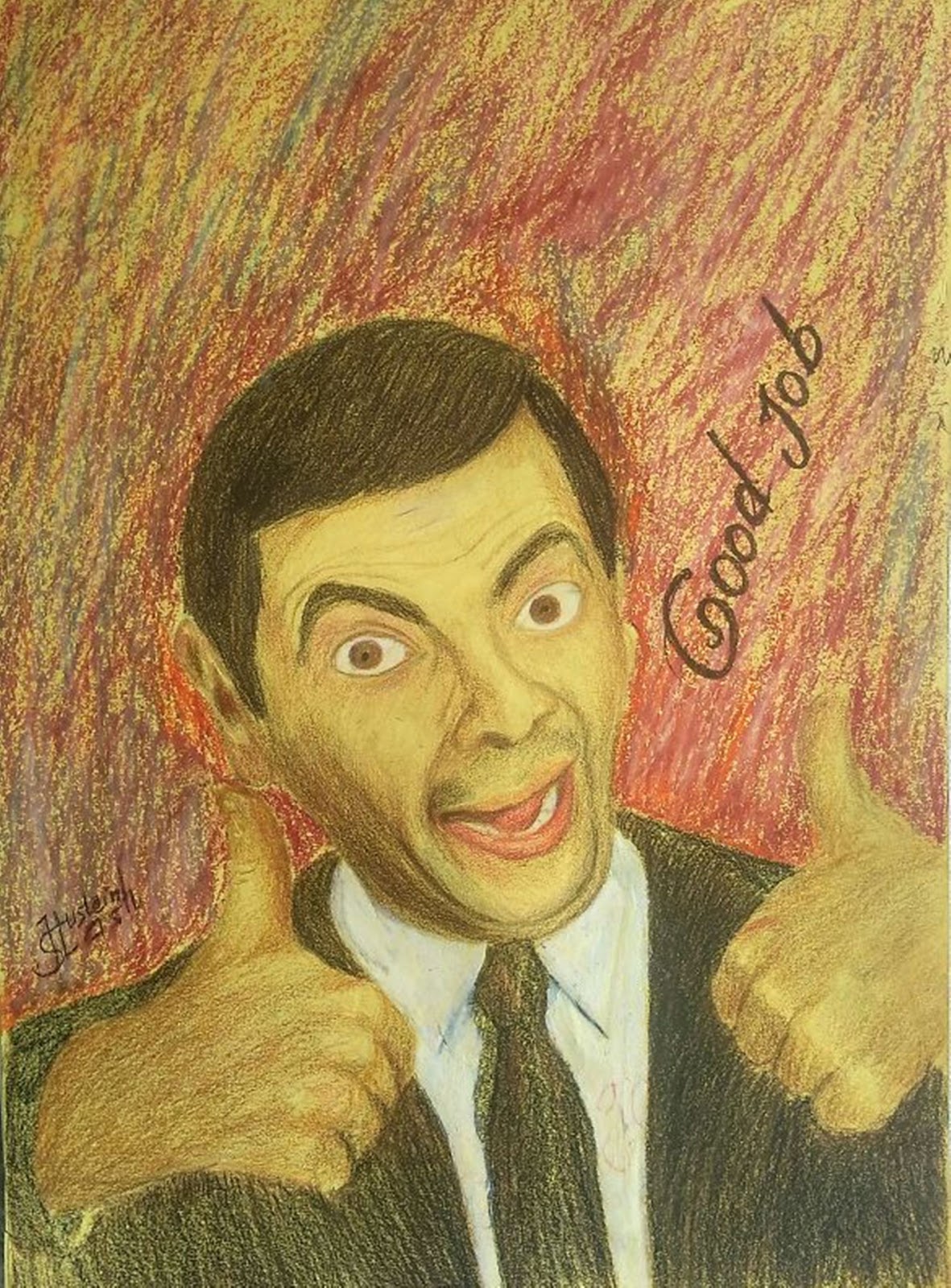 Cara Menggambar Sketsa Wajah Mr Bean Dengan Pensil Warna