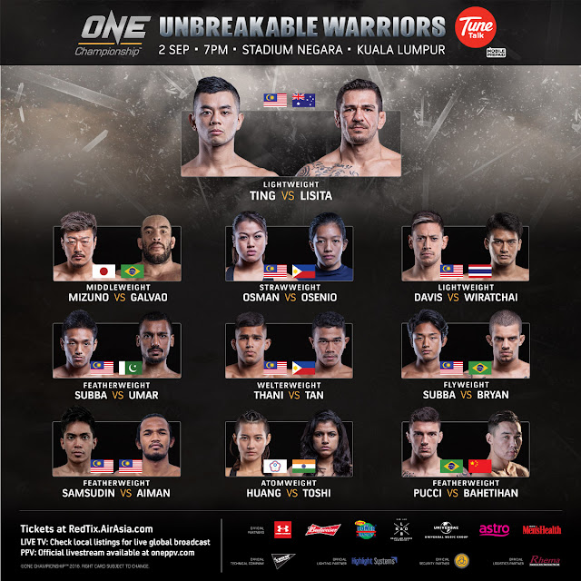 Tentative official fight card. one fc unbreakable warriors fight card