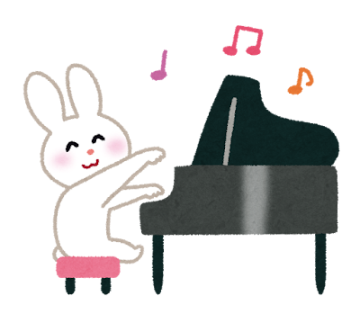 ピアノを弾くウサギのイラスト