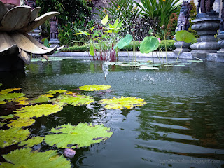 Lotus Garden Pond Fountain In The Yard Of Buddhist Monastery In Bali Indonesia