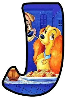 Abecedario de la Dama y el Vagabundo Cenando Espaguetts. Lady and the Tramp Alphabet.