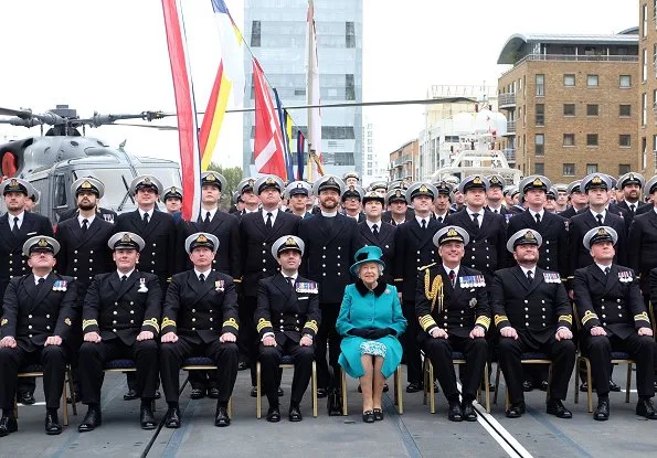 Britain's Queen Elizabeth visited Sutherland at West India Dock in London. Style of Queen Elizabeth.