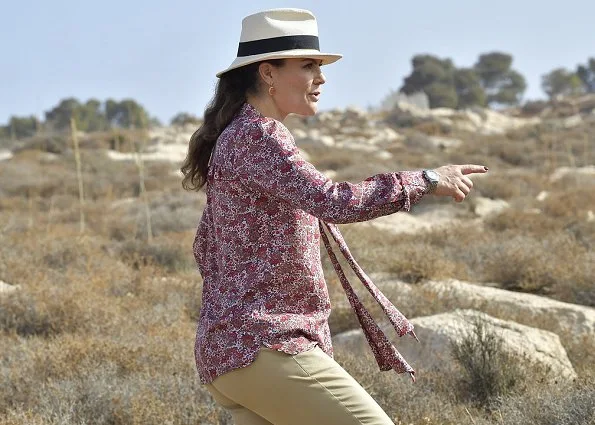 Crown Princess Victoria is wearing Ruffle-trimmed floral-print silk blouse and, Caroline Svedbom gold earrings