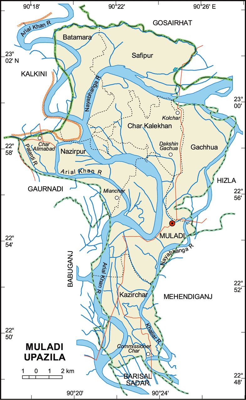 Muladi Upazila Map Barisal District Bangladesh