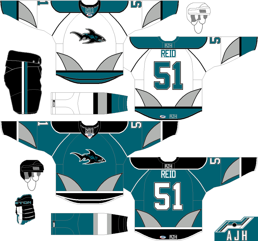 AJH Hockey Jersey Art Worcester Sharks Concept